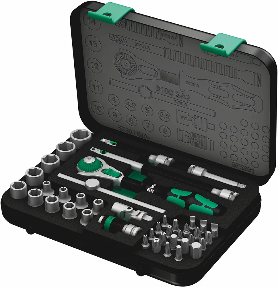 Wera 8100 SA 2 Jeu Cliquet Zyklop Speed à Carré 1/4" Métrique 3 Wera 8100 SA 2 Jeu Cliquet Zyklop Speed à Carré 1/4" Métrique